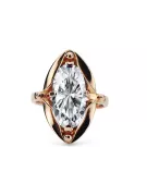 Kubický zirkón. Originál Vintage 14K Produkt s ružovým zlatým krúžkom Vintage Unique VRC047R